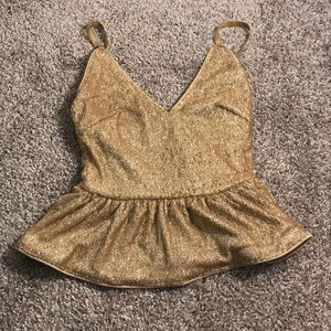 Gold sequin peplum style strappy top